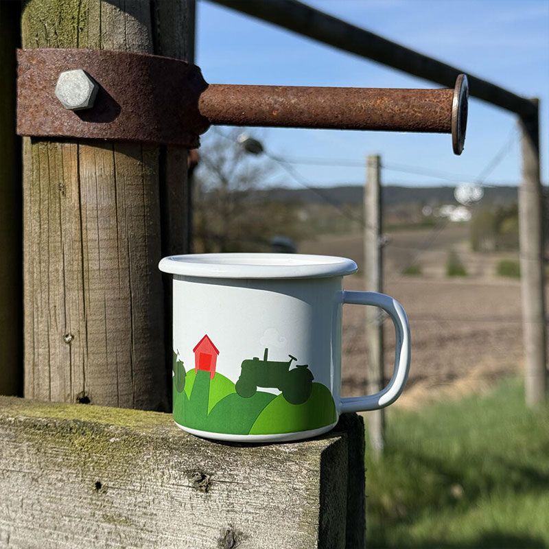 Blafre - Emaljekopp 2.5 dl - Traktor og låve