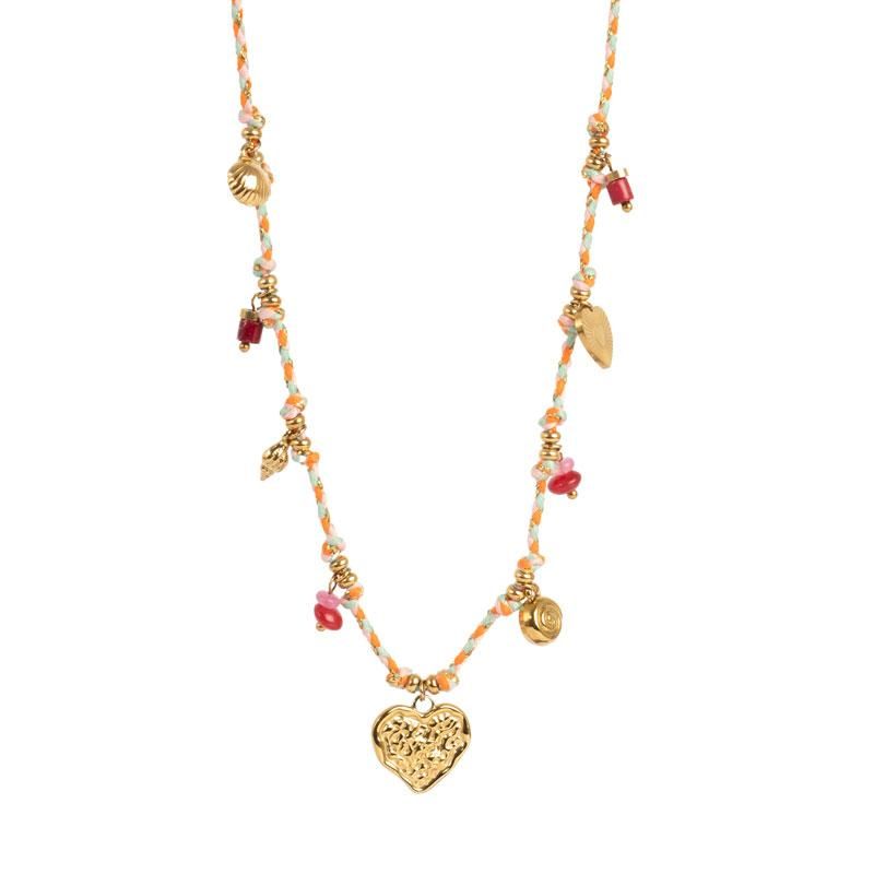 A&C - Happy Life kort kjede med charms - Pink