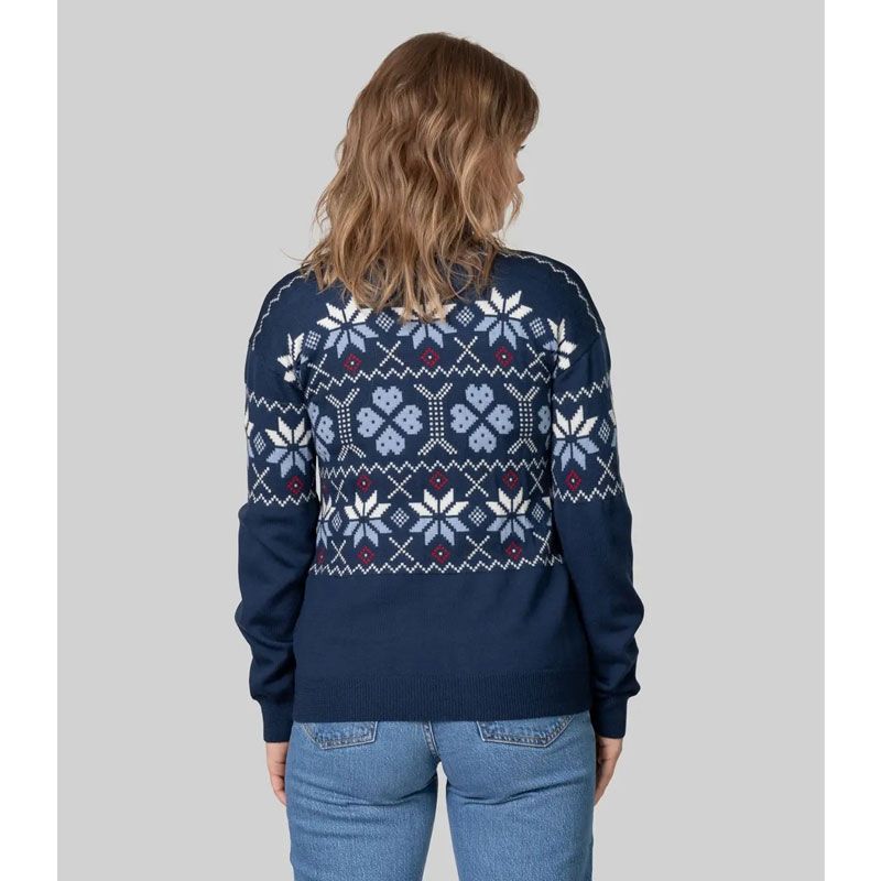 Scand. Ex. - Strikket genser med rullekrage dame - Marineblå/støvblå