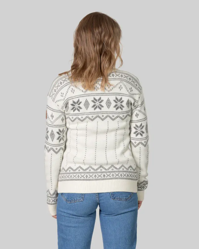 Scand. Ex. - Strikket genser med rund hals unisex - Snøhvit/grå melert