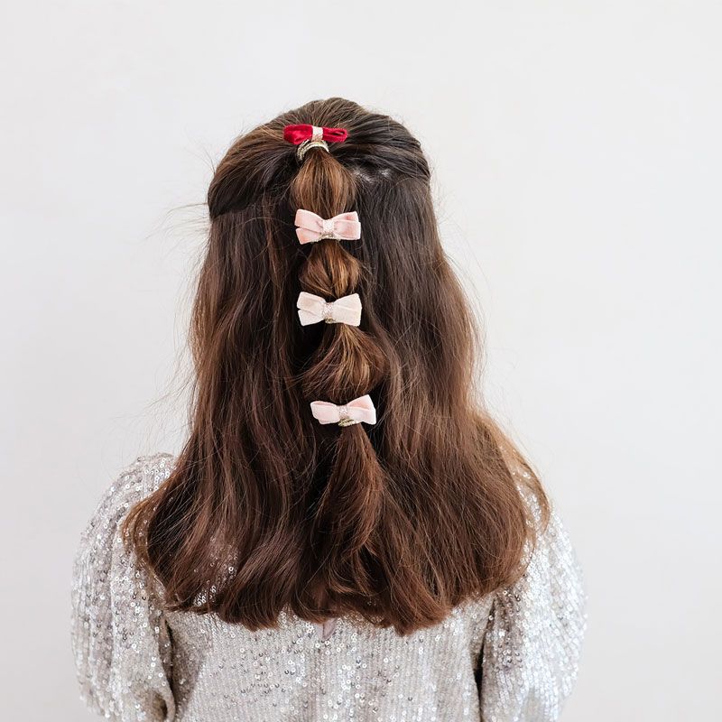Mimi & Lula - 8 Mini Hårstrikk - Glitter Velvet Bow