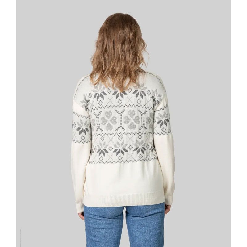 Scand. Ex. - Strikket genser med rullekrage dame - Snøhvit/grå melert