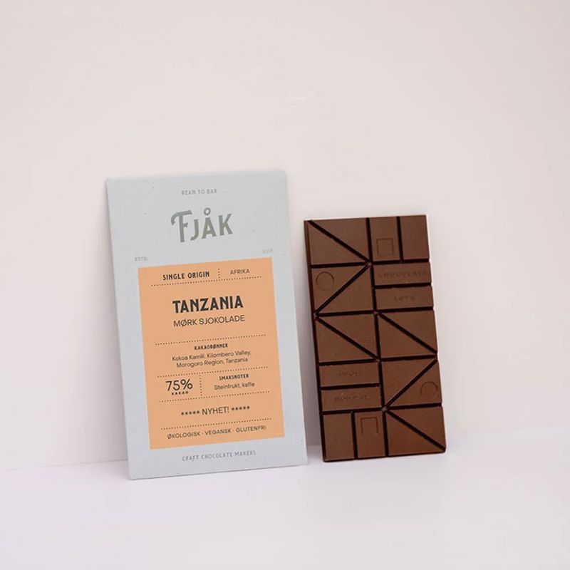 Fjåk Sjokolade - Tanzania 75 % mørk sjokolade