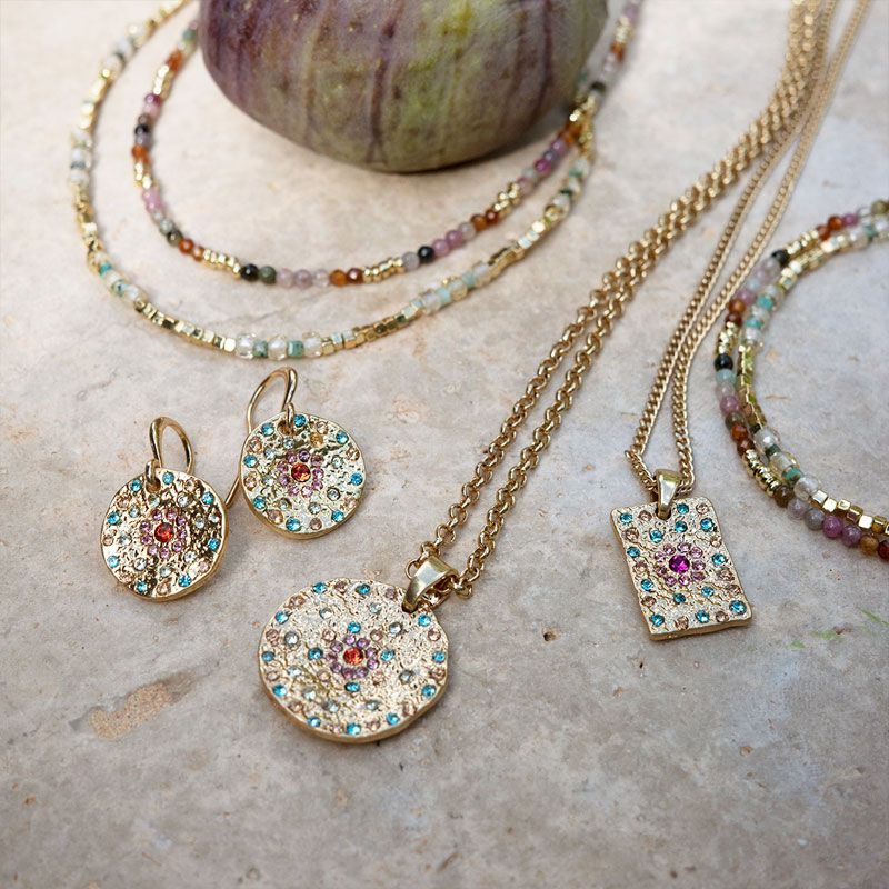 A&C - Wild Nature kort kjede med små stener - Multi