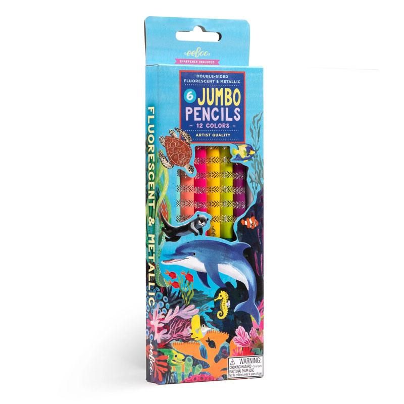 eeBoo - 6 Jumbo fargeblyanter - Sea Life