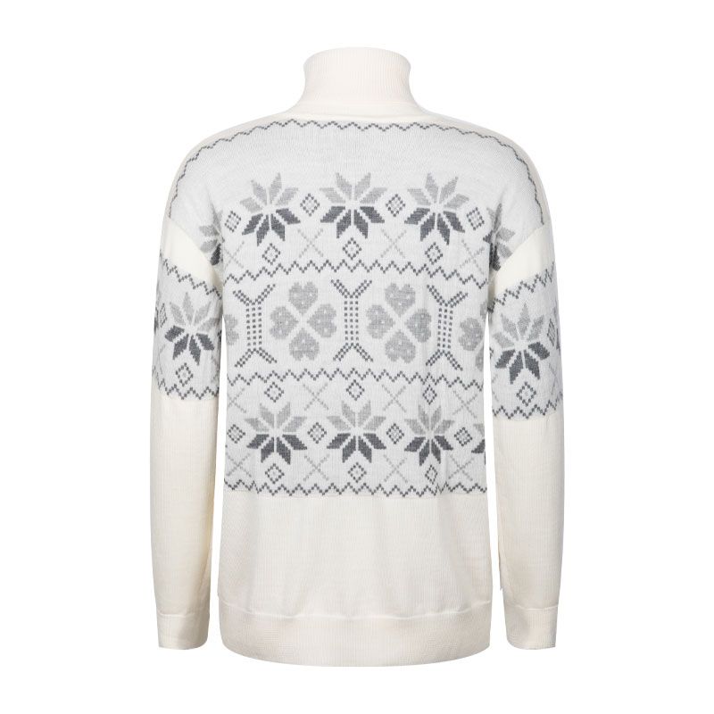 Scand. Ex. - Strikket genser med rullekrage dame - Snøhvit/grå melert