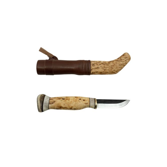 Hovedbilde Kniv med buet slire i bjørk og skaft i bjørk og ...