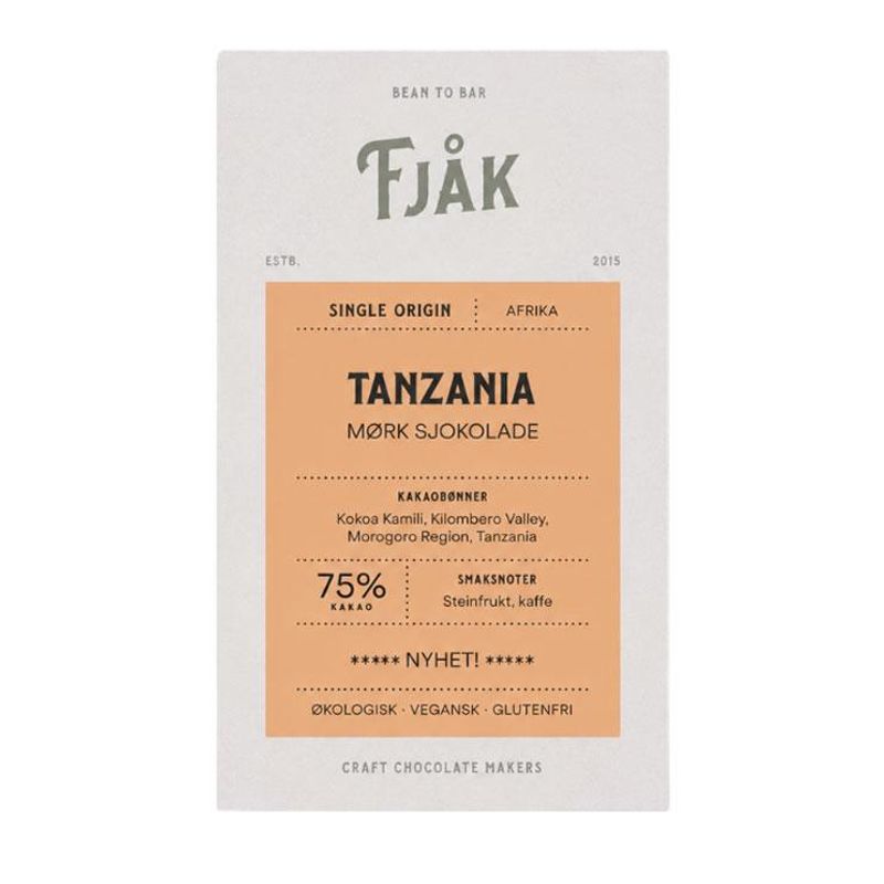 Fjåk Sjokolade - Tanzania 75 % mørk sjokolade