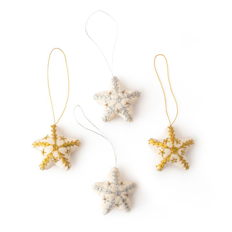 Others - Håndbroderte julestjerner - Gull