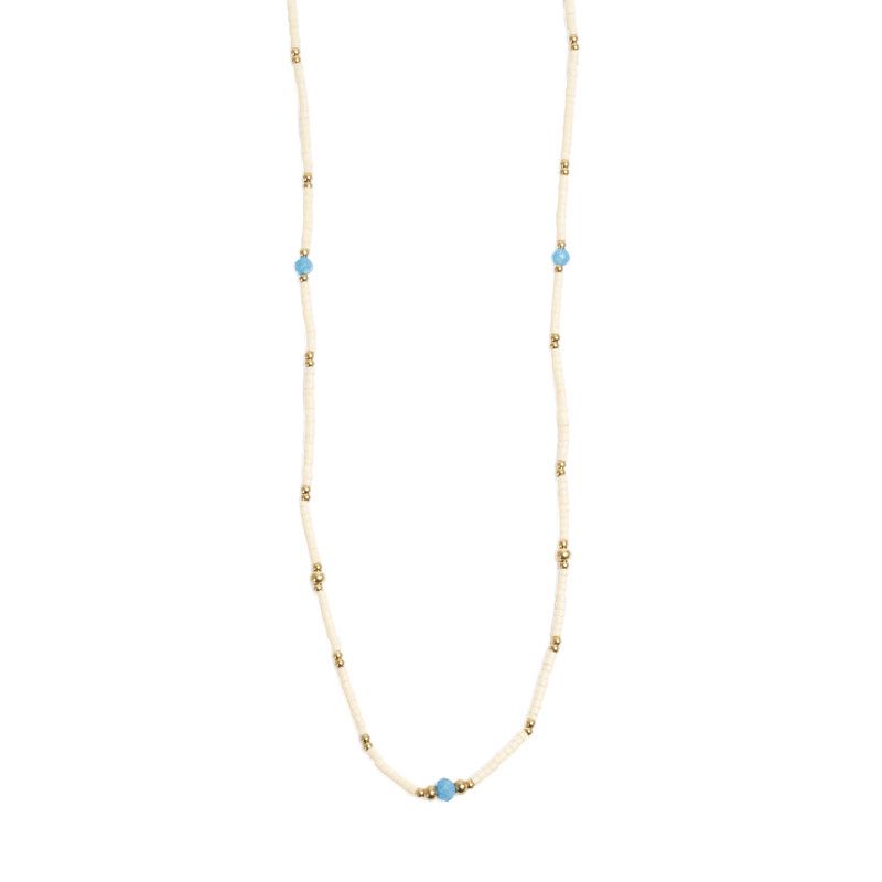 A&C - Kort kjede hvit med turkis - Steel G