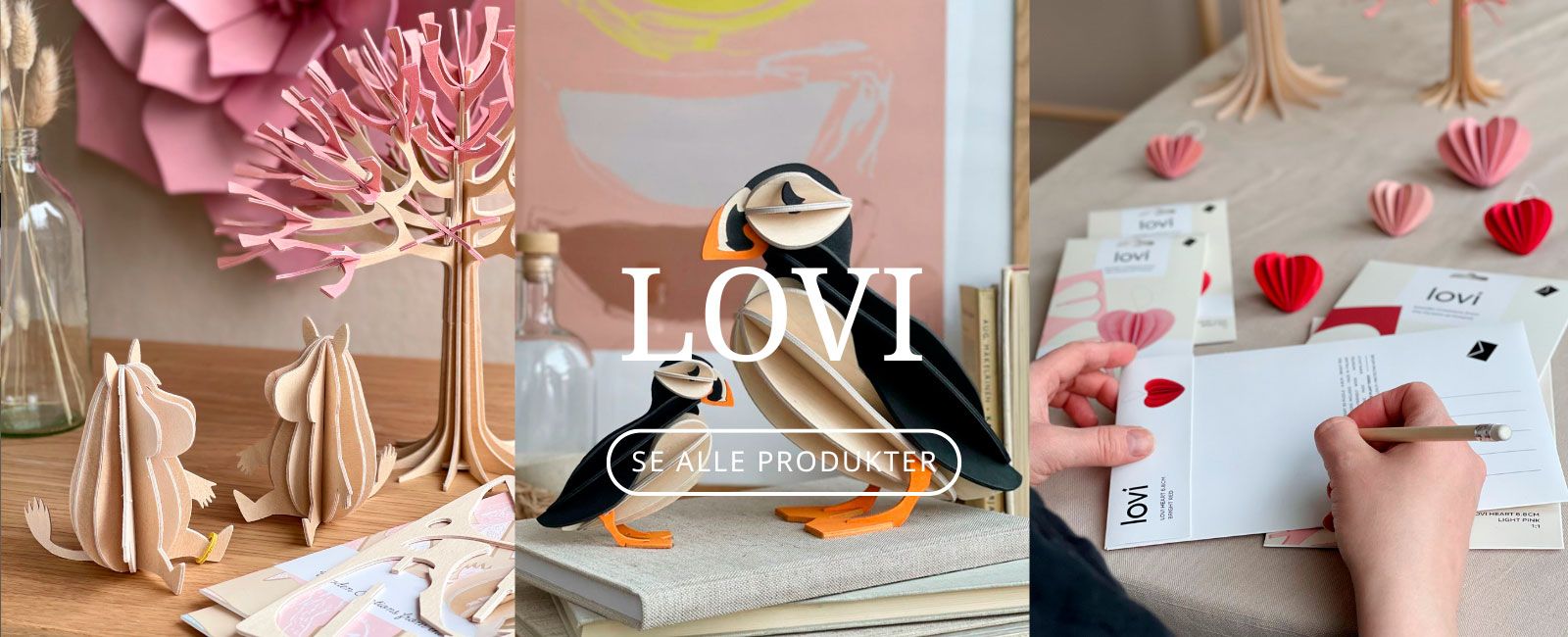 Lovi er en finsk familiebedrift som lager elegante, fargerike, små og store dekorasjonsgjenstander av miljøvennlig bjørkefinér fra de finske skoger. Alle produktene produseres i Lovis lille fabrikk i Jääli, Nord-Finland.