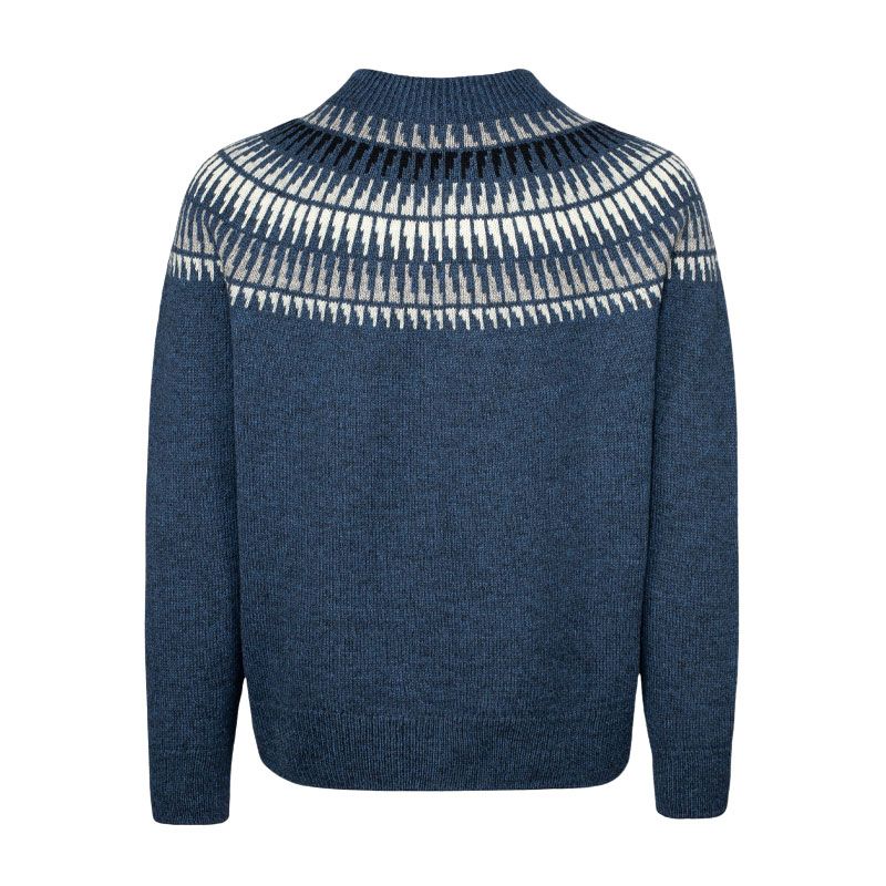 Rauma - Spiret herre rundfelt genser - Blå melert