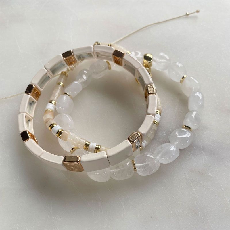 A&C - Emaljert armbånd 18 cm - Cream